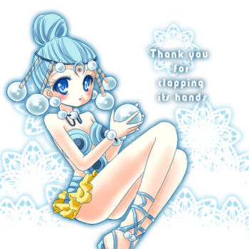 1990s_(style) 1girl ball bindi bishoujo_senshi_sailor_moon bishoujo_senshi_sailor_moon_supers blue_eyes blue_hair blush circlet english_text engrish_text female_focus full_body hair_bun leotard lowres matching_hair/eyes pallapalla_(sailor_moon) ranguage retro_artstyle sandals shirataki_kaiseki short_hair single_hair_bun solo thank_you