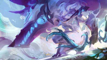 1boy 1girl absurdres black_fur black_mask blood bow_(weapon) furry furry_female furry_male glowing glowing_eyes highres holding holding_weapon hooves hozure kindred_(league_of_legends) lamb_(league_of_legends) league_of_legends mask sheep_tail snow snowing tail weapon white_fur white_mask wolf wolf_(league_of_legends)