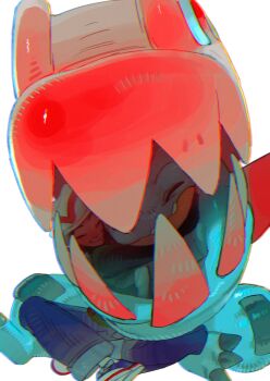 absurdres bell-bottoms blue_claws blue_skin brown_hair claws closed_eyes closed_mouth colored_skin crocodilian crossed_legs fangs feraligatr gen_2_pokemon green_jacket harmony_(pokemon) hat highres hood hood_up hug jacket kengyou_lei long_sleeves mega_feraligatr mega_pokemon nintendo open_mouth pants pokemon pokemon_(creature) pokemon_legends:_z-a sharp_teeth shoes simple_background skin_fangs smile socks spikes striped_hat teeth white_background white_hat white_socks