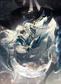 Rule 34 | 2boys, absurdly long hair, absurdres, aqua cape, arm up, armor, armored boots, belt, black belt, black pants, black shirt, blue gem, boots, braid, cael anselm, cael anselm (everyday outfit), cael anselm (god forsaken land), cape, charm (object), chinese commentary, commentary request, constellation, crescent moon, cuff links, dual persona, english text, falling, faulds, full body, gauntlets, gem, greaves, hair between eyes, highres, jewelry, knee boots, light particles, long hair, long hair between eyes, long sleeves, looking up, lovebrush chronicles, male focus, mandarin collar, moon, multiple boys, necklace, night, out of frame, outstretched arm, pants, parted lips, pavement, pendant, pendant removed, poleyn, puddle, purple eyes, rachelee618, reaching, ripples, roman numeral, sabaton, sagittarius (constellation), second-party source, see-through clothes, see-through veil, sett, shirt, shoes, shoulder armor, side braid, solo focus, standing, thorns, tiara, tunic, two-sided cape, two-sided fabric, unworn jewelry, unworn necklace, veil, very long hair, wallet chain, water, white cape, white hair, white pants, white shoes, white tunic