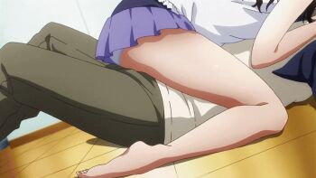 10s 1boy 1girl animated animated_gif brother_and_sister brown_hair girl_on_top grinding implied_kiss incest legs long_hair mind_control panties screencap siblings skirt thighs to_love-ru to_love-ru_darkness underwear white_panties yuuki_mikan yuuki_rito