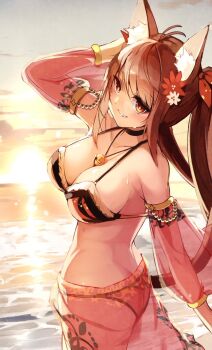 animal_ears ass bell breasts character_request dancer highres large_breasts looking_at_viewer ocean smile source_request tagme y_o_u_k_a