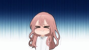 &gt;_&lt; 1boy 1girl 2022 20s animated animated_gif black_hair bra breasts bursting_breasts buttons cleavage gojou_wakana hair_between_eyes hairband inui_shinju large_breasts long_hair open_mouth pink_hair popped_button shirt sono_bisque_doll_wa_koi_wo_suru tagme underwear wardrobe_malfunction white_bra white_shirt