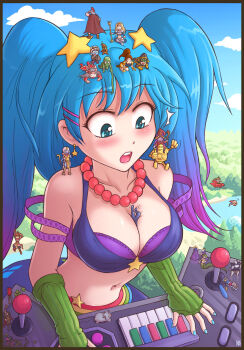 6+boys 6+girls amumu arcade_sona between_breasts blitzcrank blue_eyes blue_hair blush boar bra breasts bristle cassiopeia_(league_of_legends) cleavage controller corki earrings fingerless_gloves fingernails forest from_above giant giantess gloves goggles goggles_on_head hair_ornament hairclip highres horns instrument irelia jewelry joystick karbo katarina_(league_of_legends) lamia large_breasts league_of_legends leblanc_(league_of_legends) leblanc_(legacy) long_hair lulu_(league_of_legends) lux_(league_of_legends) master_yi midriff monster_girl motion_lines multicolored_hair multiple_boys multiple_girls mummy nail_polish nature navel necklace open_mouth pantheon_(league_of_legends) person_between_breasts purple_bra river sejuani shen_(league_of_legends) singed single_horn sona_(league_of_legends) soraka_(league_of_legends) star_(symbol) surprised teemo tristana_(league_of_legends) twintails underwear veigar viktor_(league_of_legends) machine_herald_viktor volibear wukong_(league_of_legends) xin_zhao yordle