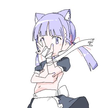 1girl animal_ear_hairband animal_ears apron bandaged_hand bandages bandaid bandaids_on_nipples black_skirt black_sleeves blunt_bangs cat_ear_hairband cat_ears chuunibyou clothes_lift covering_face cowboy_shot fake_animal_ears flat_chest floating_bandage hair_ribbon hairband hand_on_own_elbow hand_over_face hand_up lokulo-chan_(lokulo_no_mawashimono) lokulo_no_mawashimono loli long_hair looking_at_viewer low_twintails lowres navel oekaki original pasties puffy_short_sleeves puffy_sleeves purple_eyes purple_hair red_ribbon ribbon short_sleeves shrug_(clothing) simple_background skirt skirt_lift solo standing topless_female twintails waist_apron white_apron white_background wind wind_lift