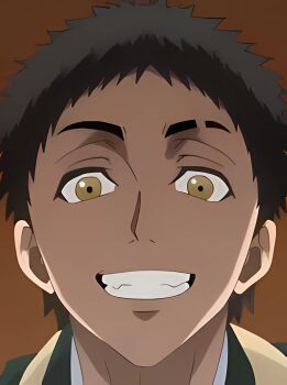 1boy asaki_yoimaru brown_hair dead_account yellow_eyes