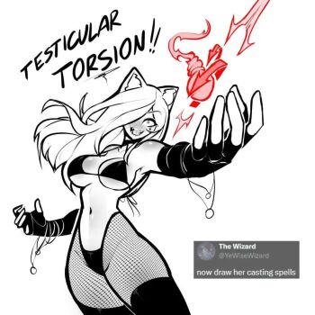 bdsm cat_girl cbt english_text fingerless_gloves fishnets gloves magic meme tagme tekona_(ohjeezitstekona) testicles testicular_torsion thighhighs tweet