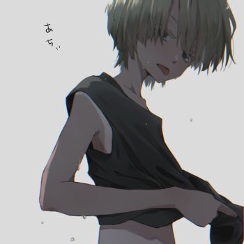 1boy collarbone highres looking_at_viewer male_focus original shirt short_hair sleeveless sleeveless_shirt solo sup_(wwwsupwww) sweat tongue tongue_out upper_body