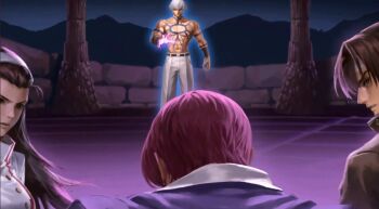 1girl black_eyes black_hair brown_eyes female_focus hairband kagura_chizuru kusanagi_kyou long_hair orochi orochi_(kof) the_king_of_fighters yagami_iori