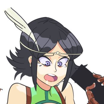 black_hair censored circlet davewaterfalls fire_emblem fire_emblem_awakening gloves handjob hat_feather nintendo noire_(fire_emblem) open_mouth purple_eyes short_hair simple_background tears unfinished