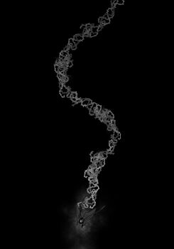 1boy atmospheric_perspective benkdjjituibot black_background black_coat black_hair brambles coat from_above glowing greyscale highres holding holding_sword holding_weapon male_focus monochrome omniscient_reader's_viewpoint path road short_hair size_difference solo sword thorns walking weapon yoo_joonghyuk