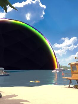 1girl 3d animated ass_expansion bare_shoulders beach bikini breast_expansion breasts cleavage curvy decodec ear_piercing ellen_joe female_focus fins fish_tail giant giantess hands_on_own_hips height_growth highres huge_breasts looking_at_viewer multicolored_hair nail_polish navel piercing red_eyes shark_tail short_hair solo swimsuit tagme tail thick_thighs thighs two-tone_hair video wide_hips zenless_zone_zero