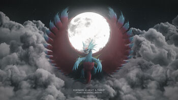 3d animal_focus artist_name celebi350300687 character_name cinema_4d_(medium) cloud copyright_name dragon feathers flying full_body full_moon highres moon night night_sky nintendo no_humans open_mouth pokedex_number pokemon pokemon_(creature) pokemon_focus roaring_moon sharp_teeth sky star_(sky) teeth v-shaped_eyes