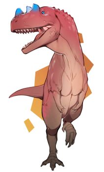 blue_eyes ceratosaurus combos_&amp;_doodles dinosaur full_body highres looking_to_the_side no_humans open_mouth original sharp_teeth solo teeth