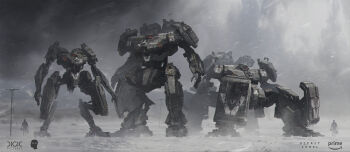 armored_core highres humanoid_robot joints machine machinery mecha mecha_focus mechanical_arms mechanical_hands mechanical_legs mechanization no_humans prosthesis prosthetic_arm reverse-jointed_legs robot robot_joints science_fiction war xavier_minguell_xavi