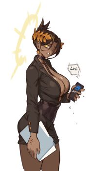 1girl breasts brown_hair choker commentary dark-skinned_female dark_skin emperor_of_mankind english_commentary genderswap genderswap_(mtf) head_wreath holding large_breasts laurel_crown long_hair pantyhose podobrick solo toned toned_female very_long_hair warhammer_40k