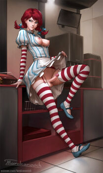 1futa apron aqua_shoes artist_name bad_id bad_tumblr_id blue_eyes blue_nails blue_ribbon blue_shoes braid breasts breasts_out burger clothes_lift commentary cum cum_on_clothes cum_on_self cum_string cumdrip detached_sleeves dress dress_lift english_commentary erection food footwear_bow freckles full_body futanari garter_belt hair_ribbon highres indoors kitchen lifting_own_clothes light_smile long_hair looking_away looking_to_the_side medium_breasts nail_polish nipples no_bra no_panties open_clothes patreon_username penis pinstripe_dress pinstripe_pattern product_girl puffy_short_sleeves puffy_sleeves red_garter_belt red_hair ribbon shoes short_sleeves solo stirrup_legwear striped_clothes striped_dress striped_sleeves striped_thighhighs tarakanovich testicles thighhighs toeless_legwear twin_braids twintails uncensored vertical-striped_clothes vertical-striped_dress waist_apron watermark web_address wendy's wendy_(wendy's)