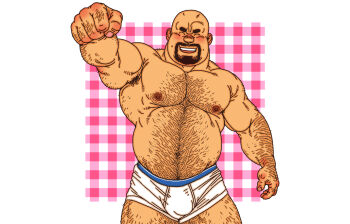 1boy abs armpit_hair armpits back_hair bad_source bald bara belly blush boxer_briefs bulge clenched_hand cowboy_shot facial_hair goatee hairy hand_hair jiraiya_(mangaka) knuckle_hair large_pectorals male_focus male_underwear mature_male muscular muscular_arms muscular_male mustache navel navel_hair nipples original pectorals solo standing stomach strongman_waist thick_arm_hair thick_eyebrows thick_leg_hair thick_navel_hair thighs topless_male underwear very_hairy white_male_underwear