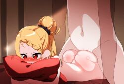 1boy 1girl age_difference animated ass bbaltong blonde_hair blush censored completely_nude cum cum_on_ass cum_on_body ejaculation hetero hugging_object internal_cumshot legs loli lying moaning mosaic_censoring nude on_stomach penis pillow pillow_hug priscilla_barielle prone_bone re:zero_kara_hajimeru_isekai_seikatsu red_eyes sex sex_from_behind thighs video