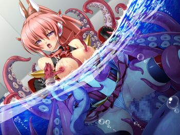 1boy 1girl air_bubble asphyxiation bestiality black_gloves black_thighhighs blush breasts breasts_out bubble censored chest_jewel clothing_aside drowning dutch_angle elbow_gloves exs-tia_chevalier exs-tia_chevalier_(exs-tia_2) game_cg gloves headgear hetero high_ponytail inoino kouyoku_senki_exs-tia large_breasts large_variant_set leotard leotard_aside long_hair mosaic_censoring nipple_stimulation nipple_tweak nipples non-web_source octopus official_art open_mouth partially_submerged partially_underwater_shot penis pink_hair ponytail purple_eyes rape rieszverne_suzette_paladill saliva sex skirt slime_(substance) solo_focus suction_cups symbol-shaped_pupils tentacle_sex tentacles thighhighs underwear vaginal variant_set water wet white_leotard
