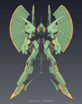 Rule 34 | arms at sides, commentary, corrupted twitter file, full body, grey background, gundam, highres, looking at viewer, mecha, mecha focus, mobile suit, neo5180, no humans, one-eyed, palace athene, purple eyes, robot, solo, zeta gundam