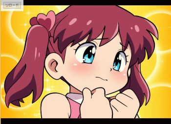 1girl animated animated_gif blush censored cleft_of_venus close-up clothes_lift dress dress_lift embarrassed female_focus bad_tag loli navel original panties panty_pull pussy red_hair solo tagme text_focus twintails underwear yume_yoroi