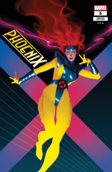 1girl absurdres blue_bodysuit bodysuit character_name comic_cover company_name cover cover_page floating_hair gloves green_eyes highres jean_grey logo long_hair looking_at_viewer marvel miguel_mercado multicolored_bodysuit official_art phoenix_(x-men) realistic red_hair solo superhero_costume very_long_hair x-men yellow_bodysuit yellow_gloves