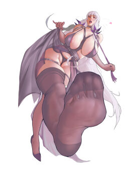 Rule 34 | 1girl, absurdres, areola slip, breasts, feet, highres, lao mao guai, large breasts, long hair, looking at viewer, open mouth, original, purple eyes, see-through clothes, see-through legwear, shoes, single shoe, soles, thighhighs, toes, white hair