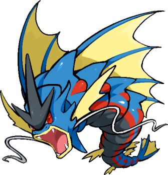 animal_focus commentary_request fangs full_body gen_1_pokemon gyarados kawaanago lowres mega_gyarados mega_pokemon nintendo no_humans open_mouth pokemon pokemon_(creature) pokemon_focus red_eyes solo transparent_background whiskers