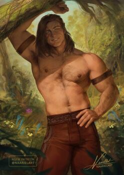 baldur's_gate baldur's_gate_3 body_hair dungeons_&amp;_dragons dungeons_&amp;_dragons duplicate full_body halsin male_focus muscular muscular_male naariel_art pectorals solo