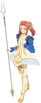 1girl artist_request boots closed_mouth eleanor_hume full_body game_cg green_eyes hair_ornament hairpin highres holding holding_weapon looking_at_viewer official_art pink_hair smile solo tales_of_(series) tales_of_asteria tales_of_berseria third-party_source transparent_background weapon