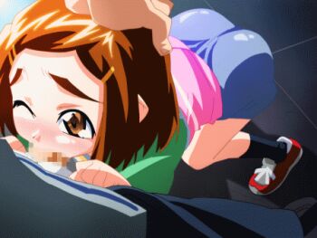 1boy 1girl :&gt;= animated animated_gif arched_back ass bent_over black_socks blinking blush brown_eyes brown_hair camisole casual censored chisa_(mahotama) chisato_(mahotama) clenched_hands clothed_sex deepthroat dutch_angle erogos fellatio flat_chest from_above game_cg hair_ornament hairclip hand_on_another&#039;s_head hetero indoors kneehighs loli looking_at_viewer looping_animation lowres mahotama mahotama:_oshaburi_hen maki_daikichi miniskirt mosaic_censoring one_eye_closed open_fly oral orange_eyes pants penis pov raglan_sleeves sakuragi_chisa shadow shirt shoes short_hair skirt sneakers socks solo_focus standing t-shirt unzipped wince