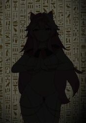1girl :3 ancient_egyptian_clothes animal_ears animated breasts cowboy_shot dancing egyptian_trend_(meme) hayate_fish hololive hololive_english large_breasts long_hair looking_at_viewer navel own_hands_clasped pink_hair raora_panthera sound tagme video virtual_youtuber yellow_eyes