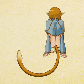 Rule 34 | 1girl, alphabet, animal ears, back, bad id, bad pixiv id, bikini, bikini top only, brown hair, female focus, genderswap, genderswap (mtf), journey to the west, letter pose, monkey ears, monkey tail, panties, short hair, sitting, solo, sun wukong, swimsuit, tail, underwear, yuuhei