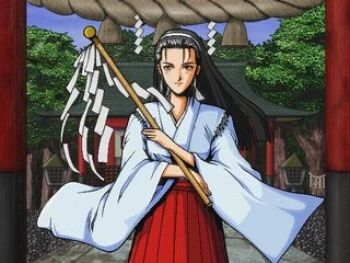 1girl black_hair dress female_focus hairband kagura_chizuru long_hair looking_at_viewer lowres pale_skin the_king_of_fighters