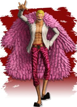 1boy 3d abs bandai_namco blonde_hair capri_pants coat donquixote_doflamingo evil_smile feather_coat full_body grin hand_in_pocket looking_at_viewer muscular official_art one_piece one_piece:_pirate_warriors_4 open_clothes open_vest pants pectorals pink_coat shirt short_hair smile standing sunglasses tinted_eyewear title transparent_background vest walking white-framed_eyewear