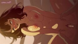 1boy 1girl ahoge animated artist_name asaki_you_(voice_actor) audible_speech bed black_shirt blue_hair blush bouncing_breasts breasts brown_eyes completely_nude cum cum_on_body cum_on_stomach dusk english_text from_side grabbing_another&#039;s_arm hair_spread_out hetero highres indoors japanese_audio large_breasts lying make_heroine_ga_oo_sugiru! missionary misuzugon_(voice_actor) nipples nose_blush nude nukumizu_kazuhiko o_o on_back opennsfw paid_reward_available patreon_username penis profile pussy pussy_juice ryo_ki_kyo_(voice_actor) sex shiina_ecchi shirt sound spread_pussy spreading_own_pussy subtitled tagme testicles thighs uncensored vaginal video wallet watermark web_address yanami_anna