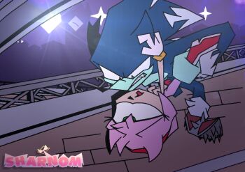 ahegao amy_rose boots bracelet breasts carrying carrying_person clothes_lift clothes_pull dress dress_lift dress_pull gloves grabbing_another&#039;s_head green_eyes hairband jewelry knee_boots legs_up multicolored_boots night night_sky pink_hair red_boots rolling_eyes sex sharnomnsfw short_hair sky sonic_(series) sonic_the_hedgehog sonic_the_werehog spread_legs star_(sky) tongue tongue_out topless_female two-tone_boots vaginal werewolf white_boots white_gloves