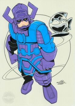 1boy closed_mouth commentary commission cosplay dated english_commentary fins fish_tail galactus highres jeff_(marvel) looking_at_viewer marvel shark shark_fin shark_tail signature silver_surfer silver_surfer_(cosplay) smile surfboard tail tongue tongue_out watermark ymd_131029