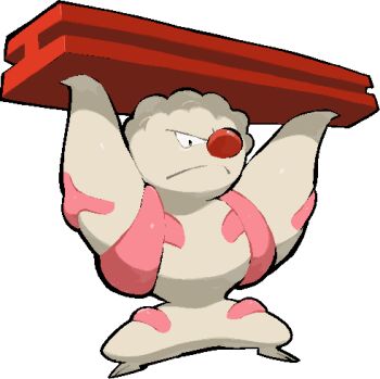 arms_up closed_mouth commentary_request full_body gen_5_pokemon gurdurr kawaanago lowres muscular nintendo pokemon pokemon_(creature) pokemon_focus red_nose solo standing steel_beam transparent_background v-shaped_eyes