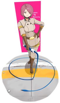 1girl brown_eyes brown_hair daimaru_(s29y2c) daimarung looking_at_viewer military pale_skin short_hair standing the_king_of_fighters whip_(kof)