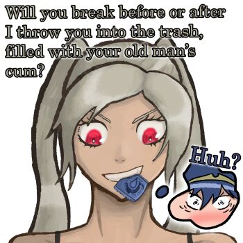 absurdres condom condom_wrapper female_robin_(fire_emblem) fire_emblem fire_emblem_awakening grima_(fire_emblem) grima_(fire_emblem)_(female) highres lucina_(fire_emblem) nintendo noelle-and-hannah objectification tagme transformation