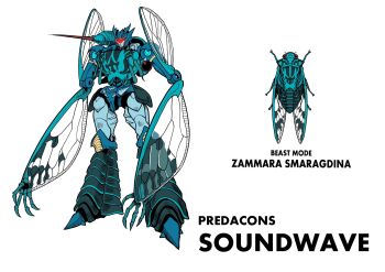 assault_visor beast_wars bug character_name cicada glowing highres insect long_arms mecha oohara_tetsuya predacon red_eyes redesign robot science_fiction scientific_name shoulder_cannon solo_focus soundwave_(transformers) transformers white_background wings