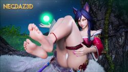 1girl 3d ahri_(league_of_legends) animated barefoot blue_hair feet bad_tag highres league_of_legends necdaz91 soles tagme tail toes video yellow_eyes