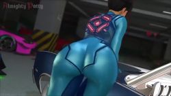 1girl 3d almightypatty animated ass ass_shake black_hair bodysuit bouncing_ass bun_cover capcom car chun-li cosplay double_bun from_behind hair_bun huge_ass jiggle metroid motor_vehicle nintendo samus_aran samus_aran_(cosplay) shiny_clothes short_hair solo street_fighter video zero_suit