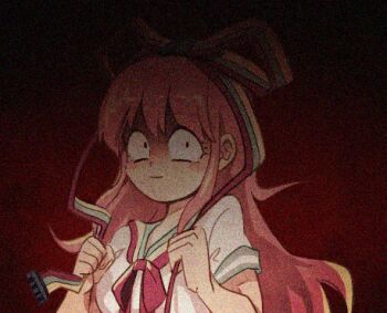 1girl :| animated animated_gif closed_mouth female_focus giffany gradient_background gravity_falls hair_ribbon lowres pink_hair ribbon ribbon_cable solo ssalbulre static yandere