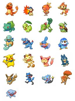 :d ^_^ bandana bird black_eyes blush_stickers bow bowtie brown_eyes bulbasaur cat charmander chikorita chimchar closed_eyes commentary_request creature cyndaquil eevee elephant fangs fiery_tail fire flame-tipped_tail full_body gen_1_pokemon gen_2_pokemon gen_3_pokemon gen_4_pokemon jumping leaf looking_at_viewer looking_away looking_to_the_side lowres meowth miu_(pixiv358902) mudkip munchlax nintendo no_humans open_mouth phanpy pikachu piplup pixel_art pokemon pokemon_(creature) pokemon_mystery_dungeon pokemon_mystery_dungeon:_explorers_of_time/darkness/sky red_eyes riolu shinx simple_background sitting skitty smile squirtle standing starter_pokemon_trio tail torchic totodile treecko turtwig vulpix walking white_background yellow_eyes