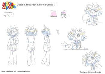 1girl button_eye bythebelle concept_art glitch_productions highres official_art ragatha_(the_amazing_digital_circus) school_uniform skirt the_amazing_digital_circus