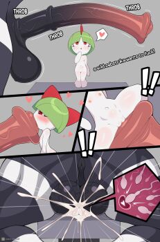 ! !! 1boy 1girl 4koma absurdres animal_penis anus ass blush breasts comic cross-section cum cum_in_pussy cum_overflow ejaculation emphasis_lines english_text excessive_cum fellatio flat_chest from_behind gen_3_pokemon gen_5_pokemon green_hair grey_background heart highres horse_penis huge_penis huge_testicles impregnation large_insertion licking licking_penis loli looking_at_penis mating_press multiple_views nintendo nipples no_humans notka oral ovum penis penis_awe pokemon projectile_cum pussy ralts red_eyes simple_background size_difference sound_effects spead_legs sperm_cell spoken_heart surprised table testicles tongue tongue_out vaginal veins veiny_penis veiny_testicles zebstrika