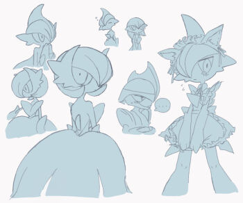 ... 1boy 1girl 1other =_= animal_ears apron back backless_dress backless_outfit bad_id bad_pixiv_id bare_shoulders bisharp blush bob_cut butter_(oshi8kyoumoh) cat_ears closed_mouth clothed_pokemon constricted_pupils cropped_legs cropped_torso crossdressing crossdressing_(mtf) crossed_arms dot_mouth dress dress_tug elbow_gloves embarrassed expressionless fake_animal_ears flat_chest flying_sweatdrops frilled_apron frills from_behind gallade gardevoir gen_3_pokemon gen_4_pokemon gen_5_pokemon gloves hair_over_one_eye half-closed_eyes hands_up light_blush long_dress looking_afar looking_at_viewer looking_back maid maid_apron maid_headdress mega_gallade mega_gardevoir mega_pokemon mohawk monochrome nintendo one_eye_covered own_hands_together pokemon pokemon_(creature) short_dress short_hair simple_background sketch sleepy sleeveless sleeveless_dress speech_bubble spoken_ellipsis squeans standing strapless strapless_dress sweat tears v_arms white_background